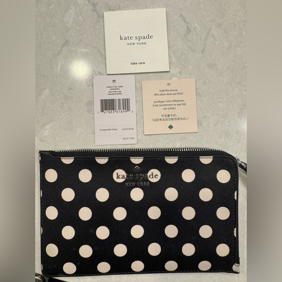 kate spade Black and White Polka Dot Wristlet - Picture 3 of 4